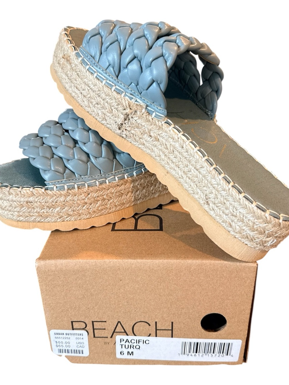 Braided Espadrille Slide Sandals - Pacific Turq